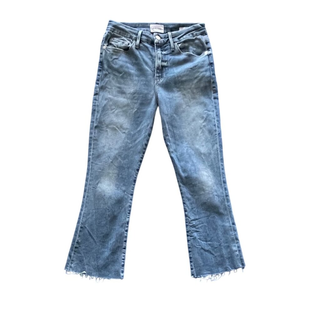 FRAME Le Crop Mini Bootcut Jeans w/ Raw Hem - Cairo Wash – Size 28 - Picture 2 of 10